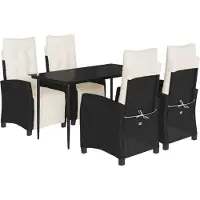 vidaXL Ensemble de jardin 5 pièces avec coussins Noir Poly Rattan