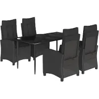 vidaXL Ensemble de jardin 5 pièces avec coussins Noir Poly Rattan
