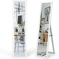 Coast 2 EN 1 Miroir intégral, miroir sur pied avec cadre en bois, miroir d'habillage 37 x 155cm, miroir de vestiaire pour la chambre à coucher, le salon et l'entrée Blanc