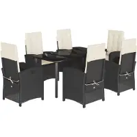 vidaXL Ensemble de jardin 7 pièces avec coussins Noir Poly Rattan
