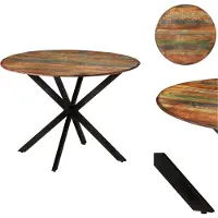 vidaXL Table de salle à manger Ø110x78 cm Vieux bois massif et acier - Tables de salle à manger