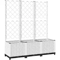 vidaXL Jardinière avec treillis Blanc 120x40x136 cm PP
