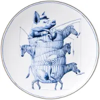 Heinen Delfts Blauw – Assiette murale Redmer Hoekstra, motif zèbre