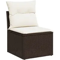 vidaXL Fauteuil de jardin sans accoudoirs avec coussins Marron Poly rotin