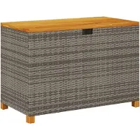 vidaXL Coffre de jardin gris 110x55x63 cm Poly rotin acacia