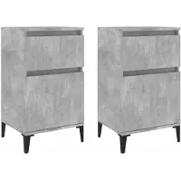 vidaXL Tables de chevet 2 pcs gris béton 40x35x70 cm