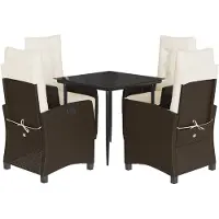 vidaXL Ensemble de jardin 5 pièces avec coussins Marron Poly rotin