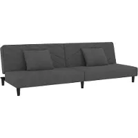 vidaXL Canapé-lit à 2 places avec deux oreillers Gris foncé Velours