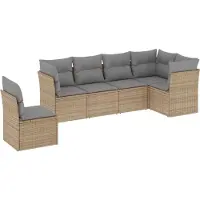 vidaXL Ensemble de salon de jardin 6 pièces avec coussins Beige Poly Rattan