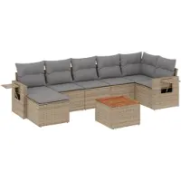 vidaXL Ensemble de jardin canapé 8 pièces avec coussins Beige Poly Rattan