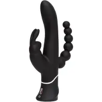 Happy Rabbit Triple - vibro coquin recharge (noir)