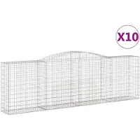 vidaXL Gabions avec arc surélevé 10 pcs 400x50x120/140cm Fer galvanisé
