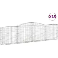 vidaXL Gabions avec arc surélevé 15pcs. 400x30x100/120cm Fer galvanisé