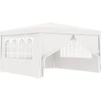 The Living Store Tente de réception professionnelle avec parois latérales 4×4 m Blanc 90 g/m