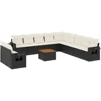 vidaXL Ensemble de 12 canapés de jardin avec coussins noir poly rotin