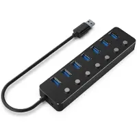 Gembird UHB-U3P7P-01 Hub USB 3.1 (Gen 1) 7 ports avec commutateurs, noir