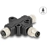 DeLOCK M8 T-Splitter A-kodiert 3 Pin 1 xSt . zu 2 x Buchse