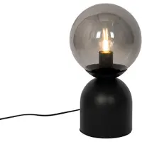 QAZQA Lampe de table chic d'hôtel noire avec verre fumé - Pallon Trend