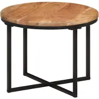 vidaXL Table basse 45x45x35 cm bois massif acacia et fer