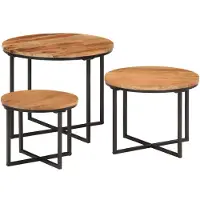 vidaXL Tables de salon 3 pcs. Bois massif acacia et fer