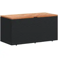 vidaXL Coffre de jardin noir 110x50x54 cm Poly rotin bois d'acacia