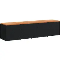 vidaXL Coffre de jardin noir 220x50x54 cm Poly rotin bois d'acacia