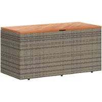 vidaXL Coffre de jardin gris 110x50x54 cm Poly rotin bois d'acacia