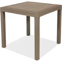 Gardeness Table carrée d'extérieur pour jardin, 80 x 80 cm, en osier synthétique, avec pieds réglables et trou central pour parasol Nasa - Marron