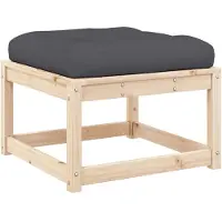 vidaXL Tabouret de jardin avec coussin Pin massif
