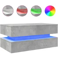 vidaXL Table basse avec lampes LED gris béton 90x50x40 cm