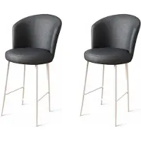Skye Decor , Uras - Anthracite, Blanc, Ensemble de tabourets de bar (2 pièces), 100 % MÉTAL, Anthracite, 46 x 40 x 107 cm