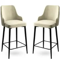 Skye Decor , Enox - Cream, Black, ensemble de tabourets de bar (2 pièces), 100 % MÉTAL, crème, 45 x 43 x 105 cm