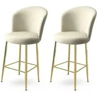 Skye Decor , Alte - Crème, Or, Ensemble de tabourets de bar (2 pièces), 100 % MÉTAL, Crème, 46 x 40 x 102 cm