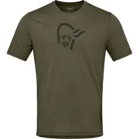 Norrøna - T-shirt à manches courtes en laine de mérinos - Femund Equaliser Merino T-Shirt M Olive Night pour Homme en Laine - Taille XL - Kaki