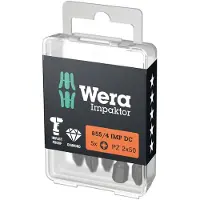 Wera Embout cruciforme - - 05057662001 - 5 pcs - Particules de diamant - Résistance accrue