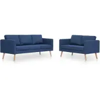 vidaXL Ensemble de canapés 2 pièces tissu bleu