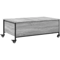 vidaXL Table basse à roulettes Gris Sonoma 91x55x34 cm Bois composite