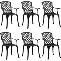 vidaXL Chaises de jardin 6 pcs. Fonte d'aluminium noir