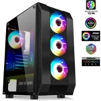 SPIRIT OF GAMER Boitier Moyen Tour ATX Spirit of Gamer Rogue VI RGB avec panneau vitré (Noir) (ATX, mATX, Mini-ITX), Boîtier PC, Noir