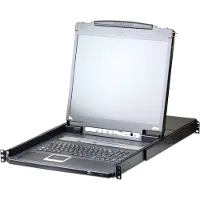 Aten CL5800N UK Dual Rail Console LCD 19", 19" 1U (PS/2-USB, VGA) Disposition britannique, Commutateur KVM, Noir