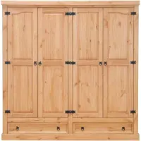 Ebuy24 New Mexico Armoire 4 tiroirs avec 2 tiroirs largeur 194 cm, hauteur 195 cm, délavé/ciré.