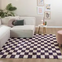FRAAI Tapis rétro | Gambit Violet/Blanc | 140x200cm | Blanc | Rectangulaire | Tapis