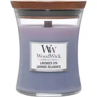 Woodwick Bougie sablier moyenne, lavande, spa Cire de soja de qualit sup rieure, innovation Pluswick, dur e de combustion de 60 heures