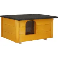 Springos Niche en bois pour chiens 54x39x30 cm Résistante aux intempéries Niche pour animaux domestiques Cave pour chiens Cave pour chats - Jaune