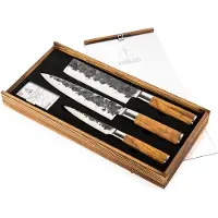 Forged Olive Set De Couteaux 3pcs, Couteau Chef + Couperet + Couteau Menager -