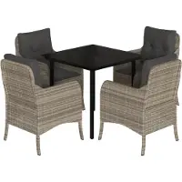 vidaXL Salon de jardin 5 pièces avec coussins gris clair Poly rotin