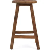 Bazar Bizar Tabouret de bar bois de teck recyclé marron 39x39x70cm