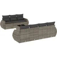 vidaXL Ensemble de jardin canapé 8 pièces avec coussins Gris Poly rotin