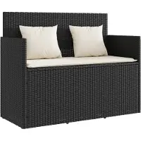 vidaXL Banc de jardin avec coussins noir Poly rotin