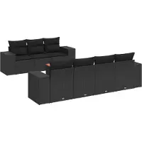vidaXL Ensemble de jardin canapé 8 pièces avec coussins noir poly rotin